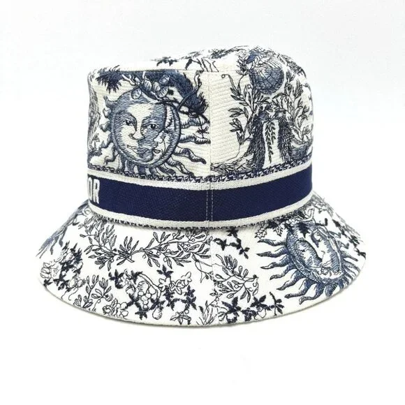 Dior 42TFS923X131 D-BOBBY Embroidered logo jacquard Hat Canvas White/Navy - Picture 2 of 12